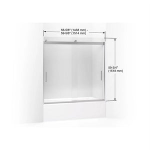 Levity 59.31' Clear Glass Sliding Bath Door in Matte Nickel