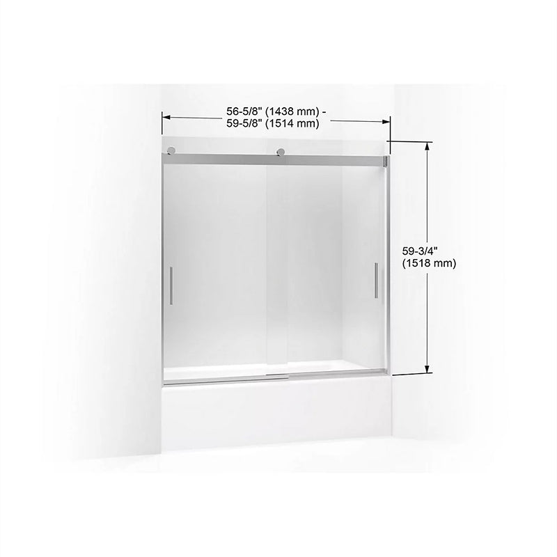 Levity 59.31' Clear Glass Sliding Bath Door in Matte Nickel