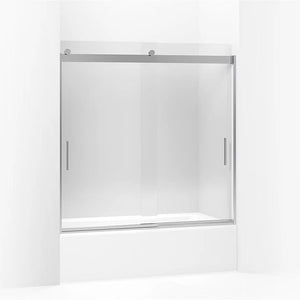 Levity 59.31' Clear Glass Sliding Bath Door in Bright Silver