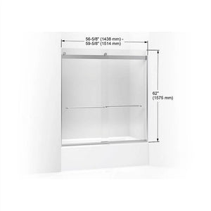 Levity 62' Clear Glass Sliding Bath Door in Matte Nickel