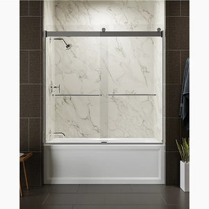 Levity 59.75' Clear Glass Sliding Bath Door in Anodized Brushed Bronze