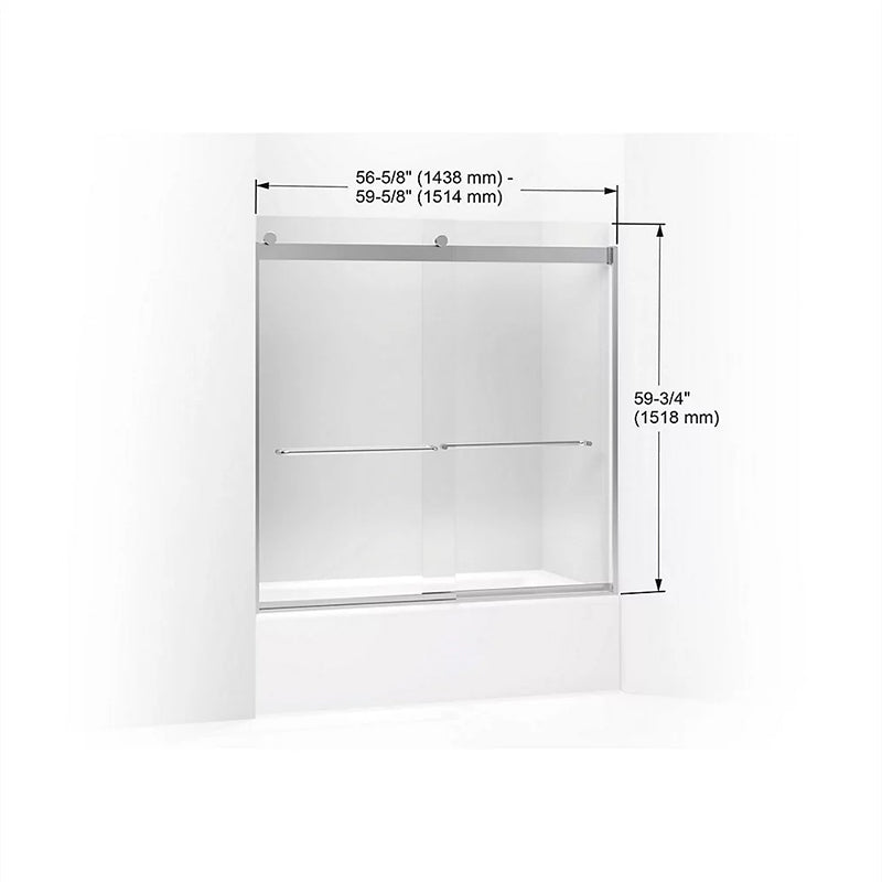 Levity 59.75' Clear Glass Sliding Bath Door in Matte Nickel