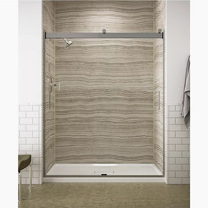 Levity 74' Clear Glass Sliding Shower Door in Anodized Brushed Bronze with 0.25' Thick Glass