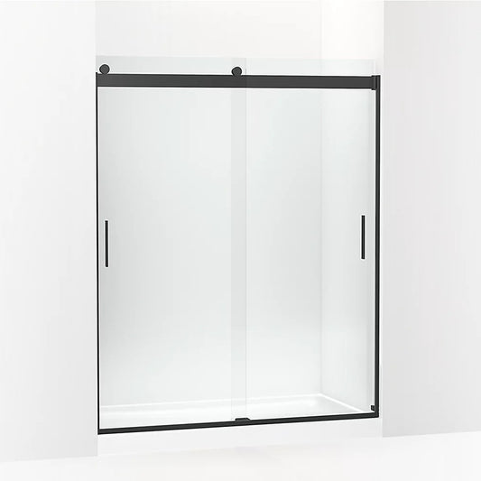 Levity 74" Clear Glass Sliding Shower Door in Matte Black with 0.25" Thick Glass