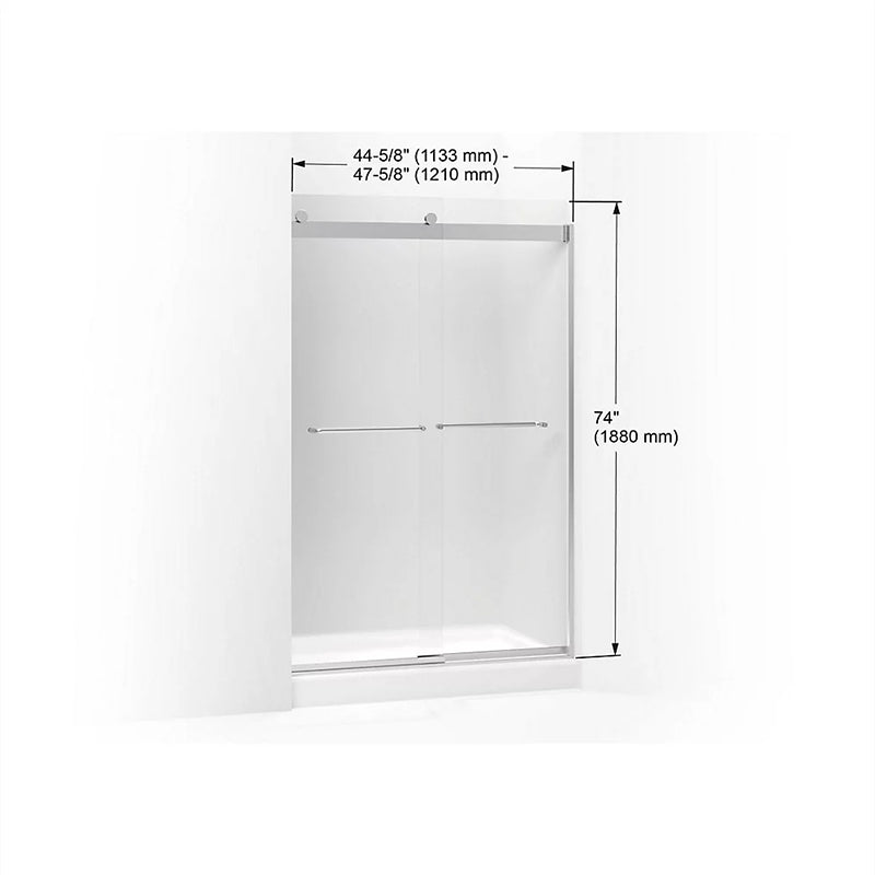 Levity 74' x 47.63' Frosted Glass Sliding Shower Door in Matte Nickel