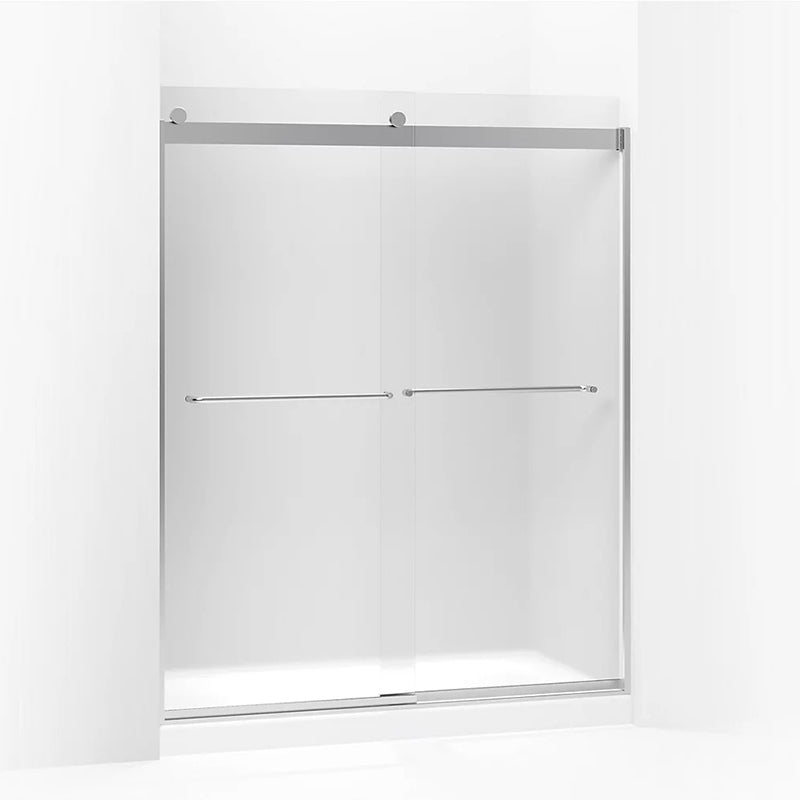Levity 74' x 59.63' Frosted Glass Sliding Shower Door in Bright Silver