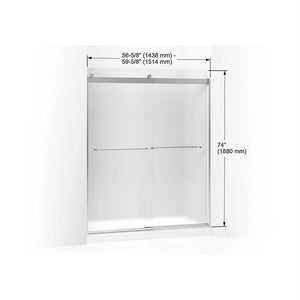 Levity 74' x 59.63' Frosted Glass Sliding Shower Door in Bright Silver