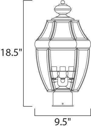 South Park 18.5' 3 light Outdoor Pole/Post Mount in Burnished