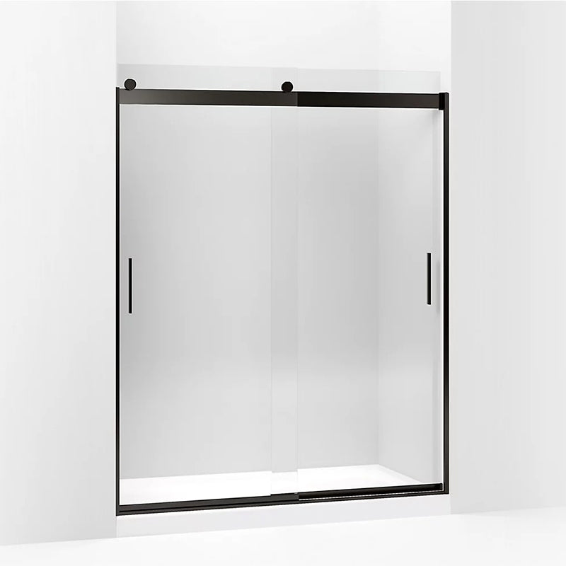 Levity 74' Clear Glass Sliding Shower Door in Anodized Dark Bronze with 0.31' Thick Glass
