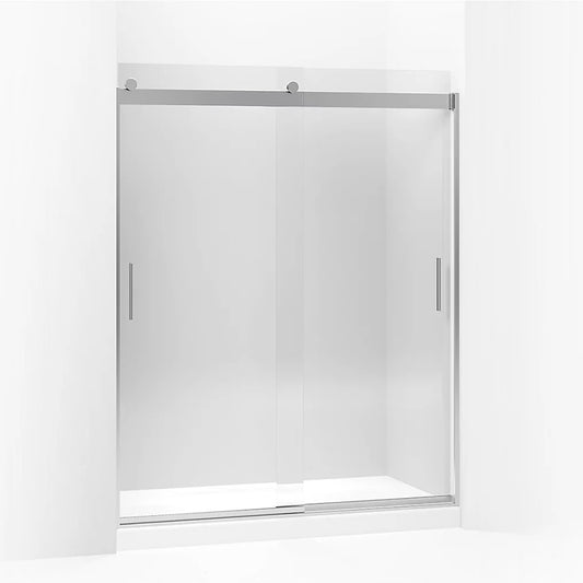 Levity 74" Clear Glass Sliding Shower Door in Bright Polished Silver with 0.31 Thick Glass