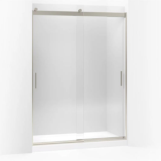 Levity 78.25" Clear Glass Sliding Shower Door in Anodized Brushed Nickel