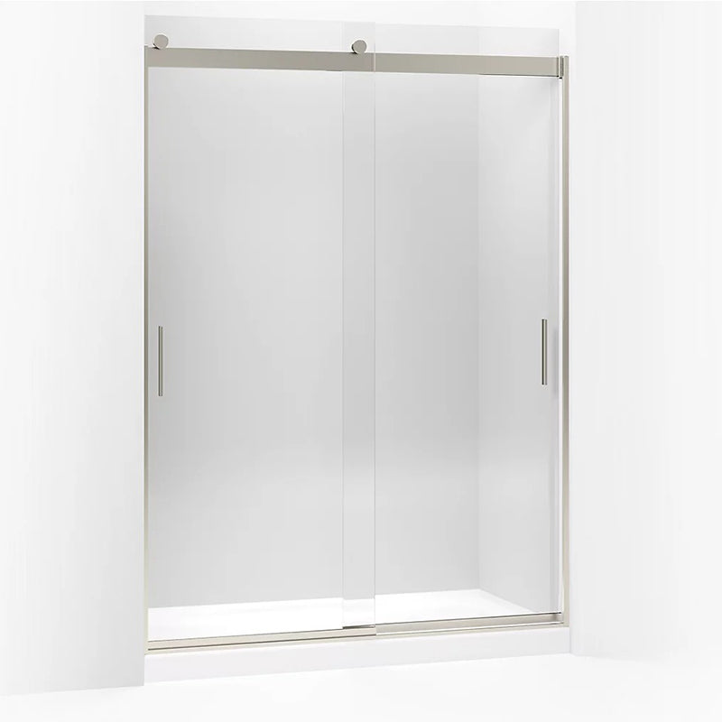 Levity 78.25' Clear Glass Sliding Shower Door in Anodized Brushed Nickel