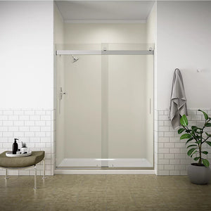 Levity 78.25' Clear Glass Sliding Shower Door in Anodized Brushed Nickel