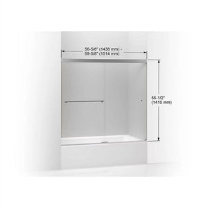 Revel 55.5' Clear Glass Sliding Bath Door in Anodized Brushed Nickel with 0.25' Thick Glass