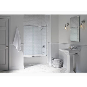 Revel 55.5' Clear Glass Sliding Bath Door in Anodized Brushed Nickel with 0.25' Thick Glass