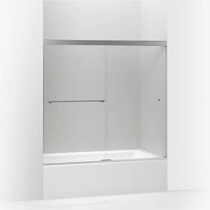 Revel 55.5' Clear Glass Sliding Bath Door in Bright Polished Silver with 0.25' Thick Glass