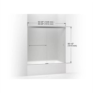 Revel 55.5' Frosted Glass Sliding Bath Door in Anodized Brushed Nickel