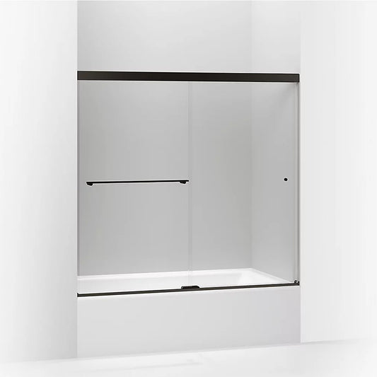 Revel 55.5" Clear Glass Sliding Bath Door in Anodized Dark Bronze with 0.31" Thick Glass