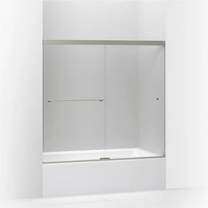 Revel 55.5' Clear Glass Sliding Bath Door in Anodized Brushed Nickel with 0.31' Thick Glass