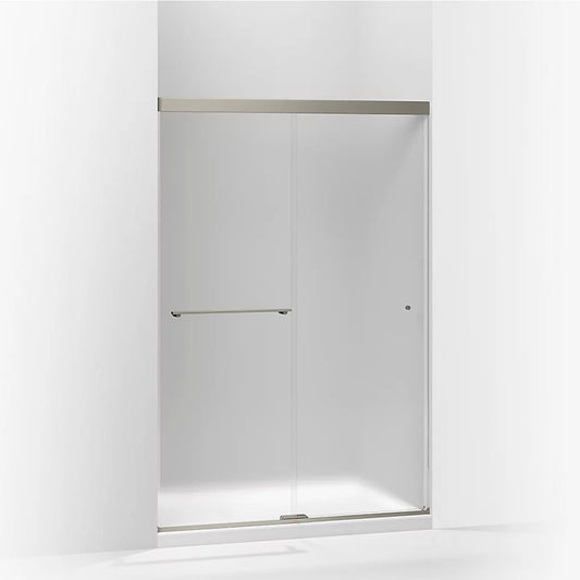 Revel 70" x 47.63" Frosted Glass Sliding Shower Door in Anodized Brushed Nickel