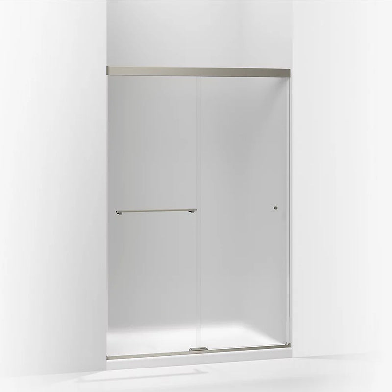 Revel 70' x 47.63' Frosted Glass Sliding Shower Door in Anodized Brushed Nickel