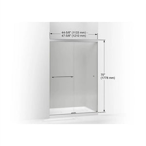 Revel 70' x 47.63 Clear Glass Sliding Shower Door in Bright Polished Silver with 0.31' Thick Glass