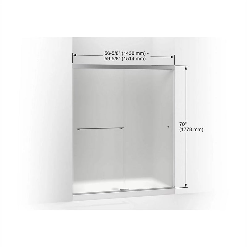 Revel 70' x 59.63' Frosted Glass Sliding Shower Door in Anodized Brushed Nickel