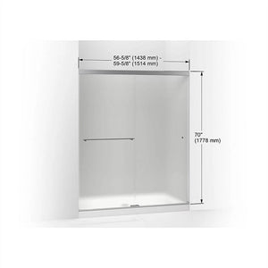 Revel 70' x 59.63' Frosted Glass Sliding Shower Door in Bright Polished Silver