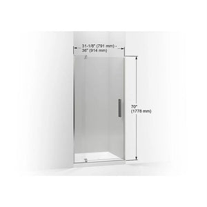 Revel 70' x 36' Clear Glass Pivot Shower Door in Bright Polished Silver with 0.25' Thick Glass