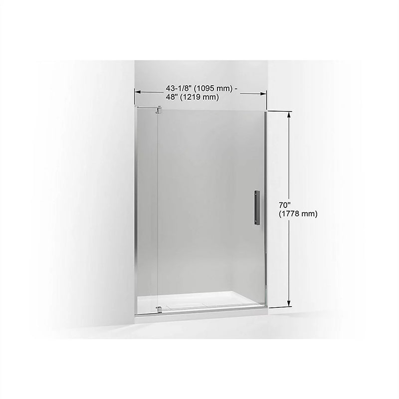 Revel 70' x 48' Clear Glass Pivot Shower Door in Anodized Brushed Nickel