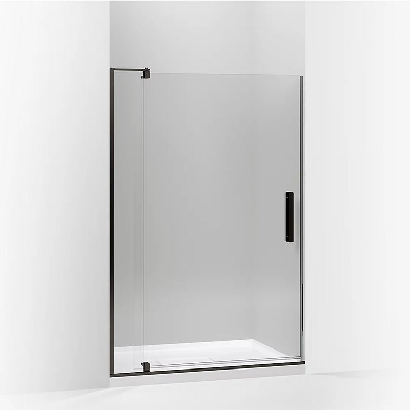 Revel 74' x 48' Clear Glass Pivot Shower Door in Anodized Dark Bronze