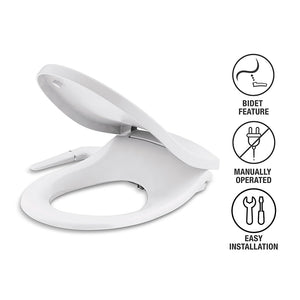 Puretide Quiet-Close Round Bidet Seat in Biscuit