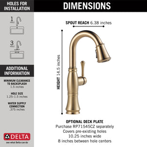 Cassidy Pull-Down Bar Kitchen Faucet in Lumicoat Champagne Bronze