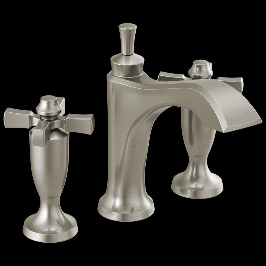 Dorval Widespread Two Cross Handle Bathroom Faucet in Stainless