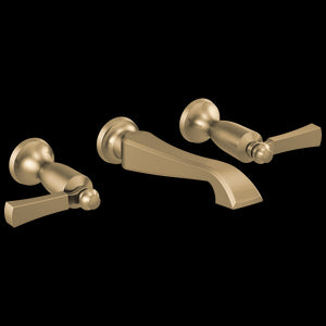 Dorval Wall-Mount Two Lever Handle Bathroom Faucet in Champagne Bronze