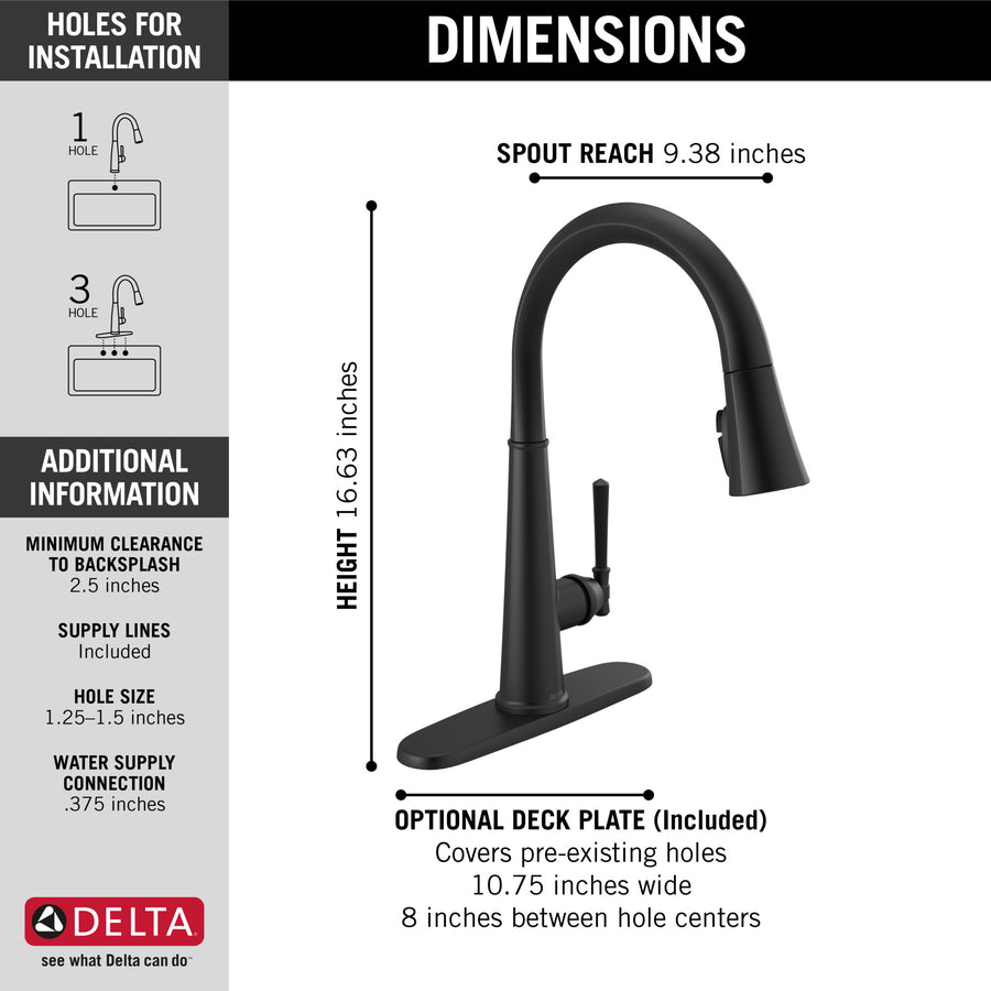 Emmeline Pull-Down Kitchen Faucet in Matte Black