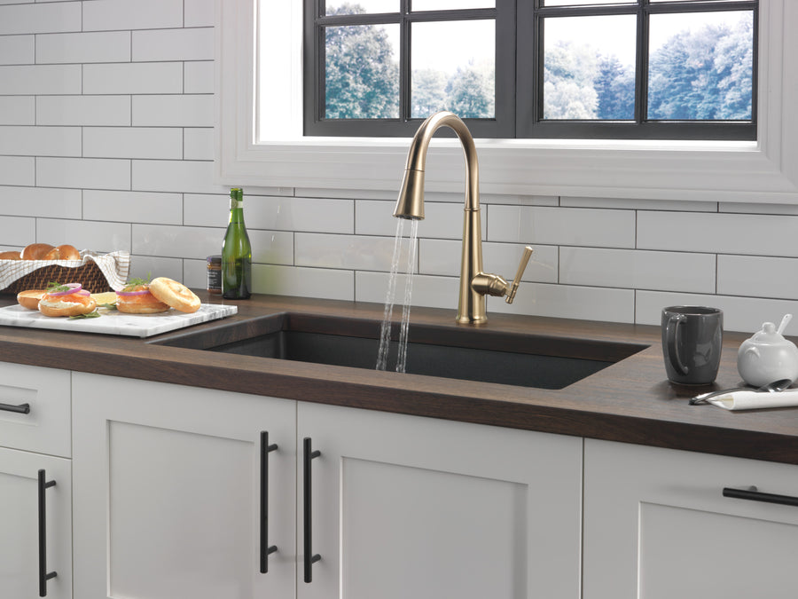 Emmeline Pull-Down Kitchen Faucet in Lumicoat Champagne Bronze