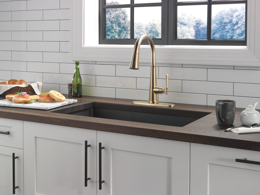 Emmeline Pull-Down Kitchen Faucet in Lumicoat Champagne Bronze