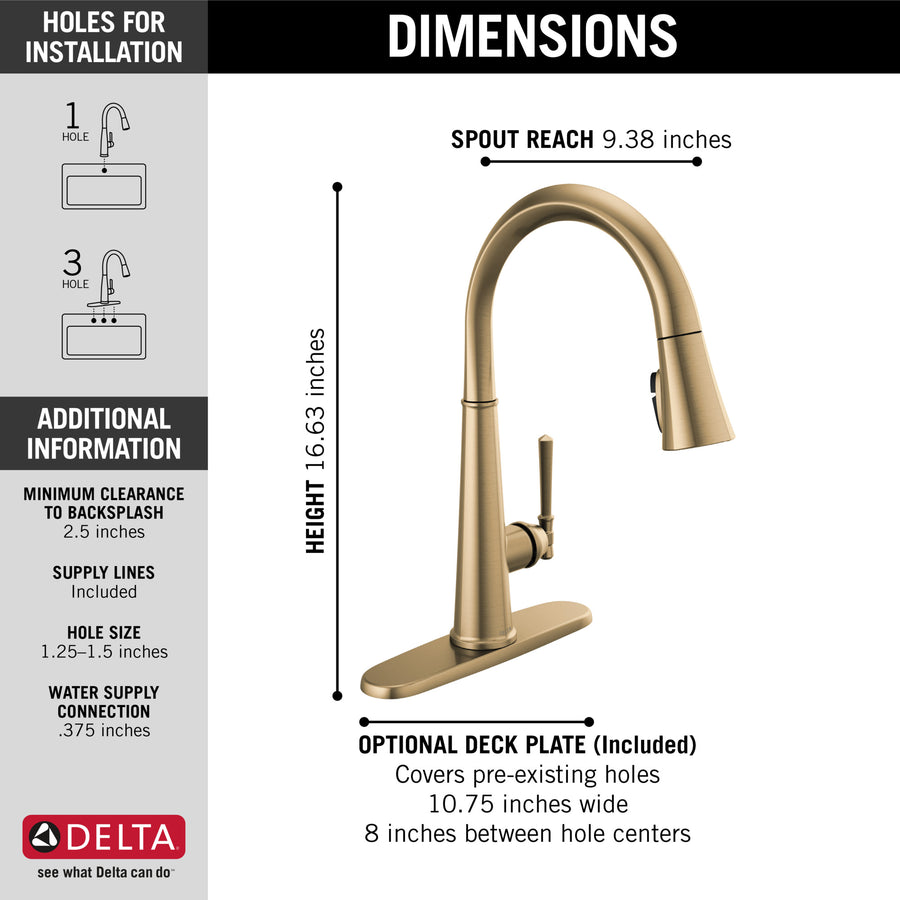 Emmeline Pull-Down Kitchen Faucet in Lumicoat Champagne Bronze