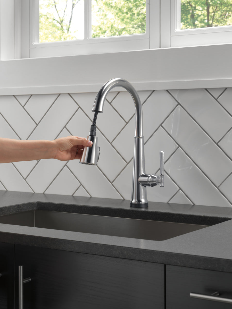 Emmeline Pull-Down Touchless Kitchen Faucet in Lumicoat Arctic Stainless