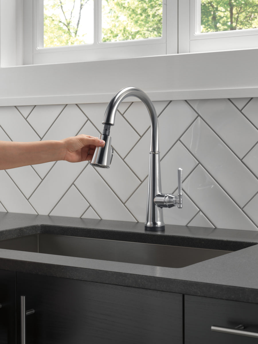 Emmeline Pull-Down Touchless Kitchen Faucet in Lumicoat Arctic Stainless