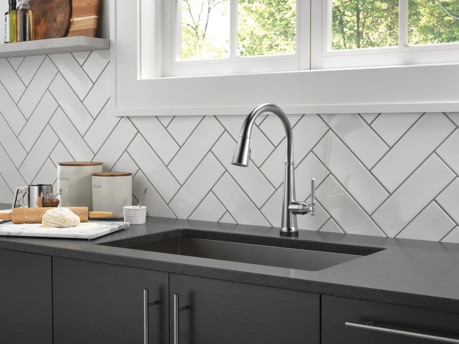 Emmeline Pull-Down Touchless Kitchen Faucet in Lumicoat Arctic Stainless
