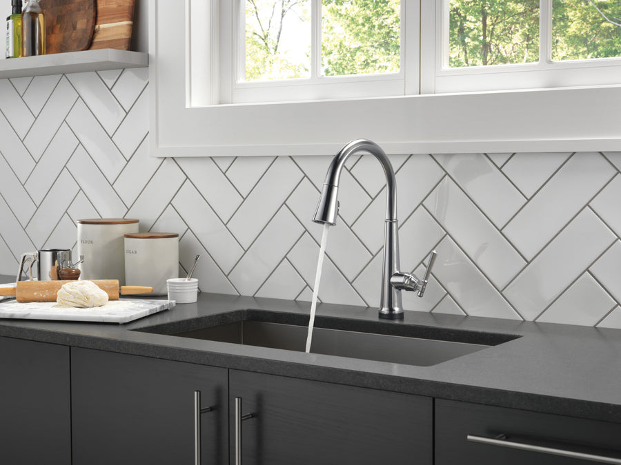 Emmeline Pull-Down Touchless Kitchen Faucet in Lumicoat Arctic Stainless