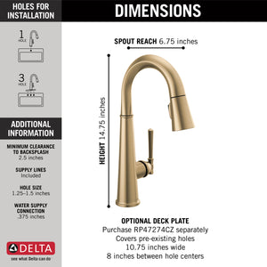 Emmeline Pull-Down Bar Kitchen Faucet in Lumicoat Champagne Bronze