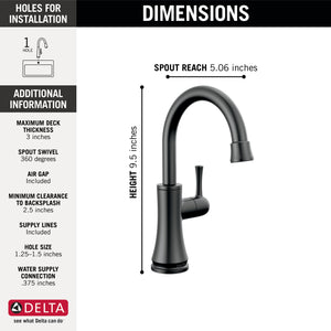 Transitional Beverage Kitchen Faucet in Matte Black