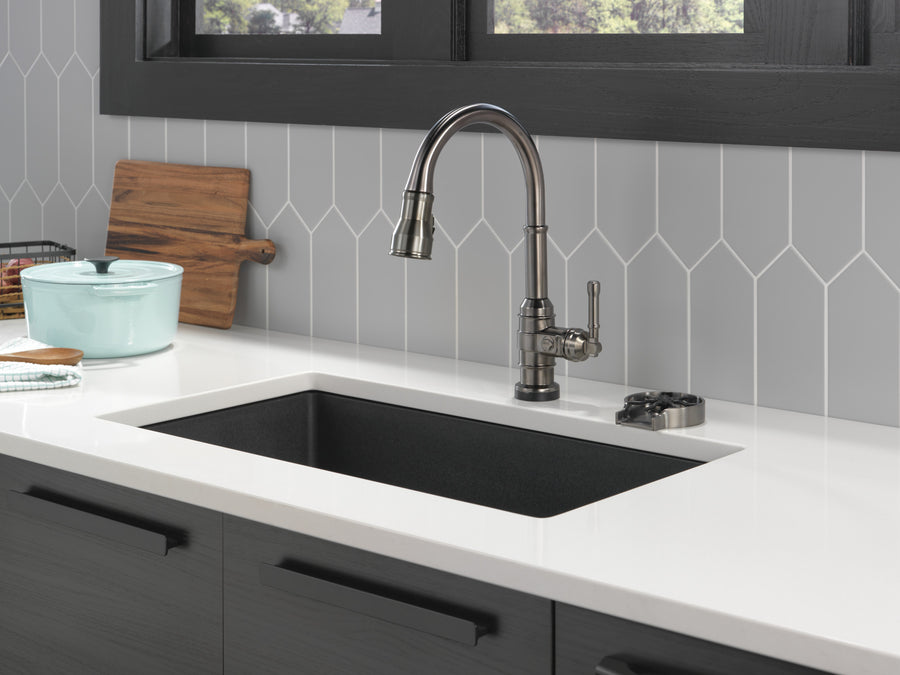 Delta Glass Rinser in Black Stainless