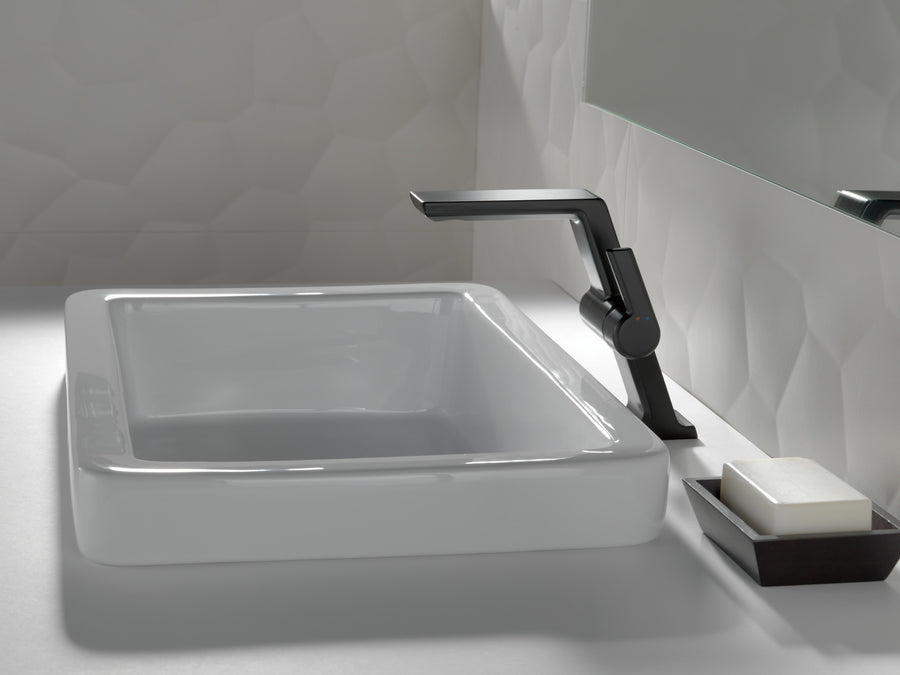 Pivotal 7' Vessel Single-Handle Bathroom Faucet in Matte Black