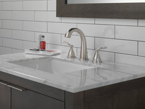 Stryke Widespread Two Lever Handle Bathroom Faucet in Stainless