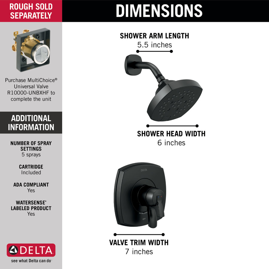 Stryke 17 Series Single-Handle Shower Only Faucet in Matte Black