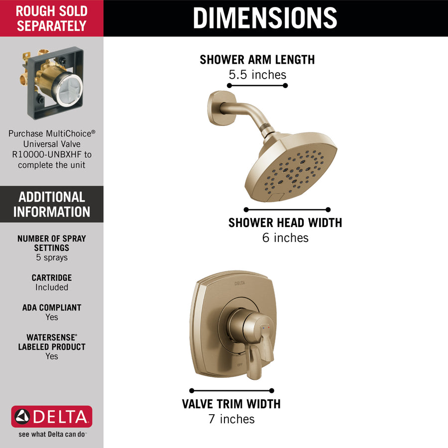 Stryke 17 Series Single-Handle Shower Only Faucet in Champagne Bronze
